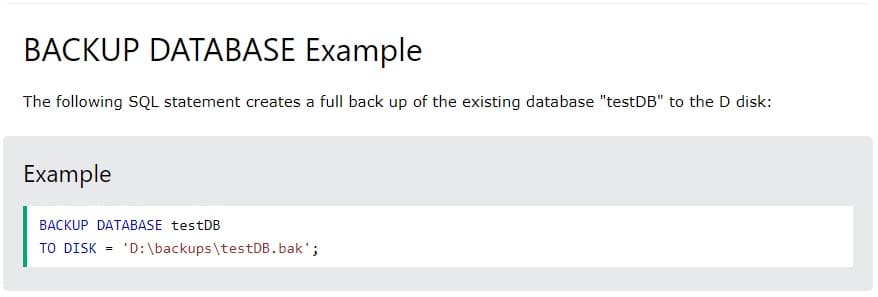 servidor de base de datos Backup